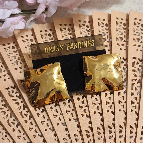 80's earrings Brass for sale - Picture 2 of 14